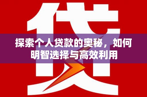 金秀探索个人贷款的奥秘，如何明智选择与高效利用
