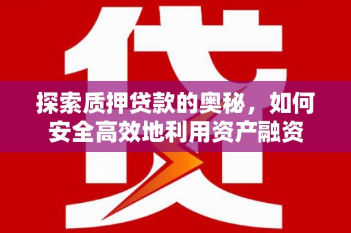 金秀探索质押贷款的奥秘，如何安全高效地利用资产融资