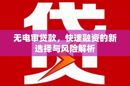 金秀无电审贷款，快速融资的新选择与风险解析